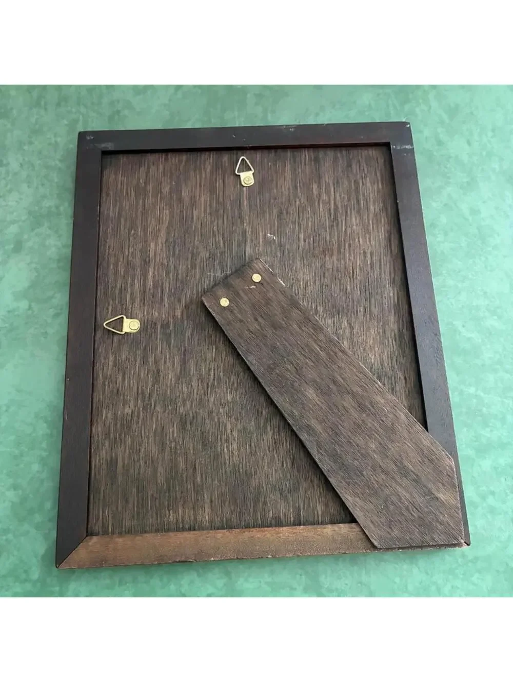 Vintage Dark Wood 8x10 Picture Frame Sliding Back Easel Wall Hanging